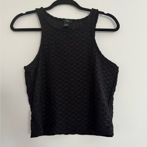 Black Textured Women's Crop Top
